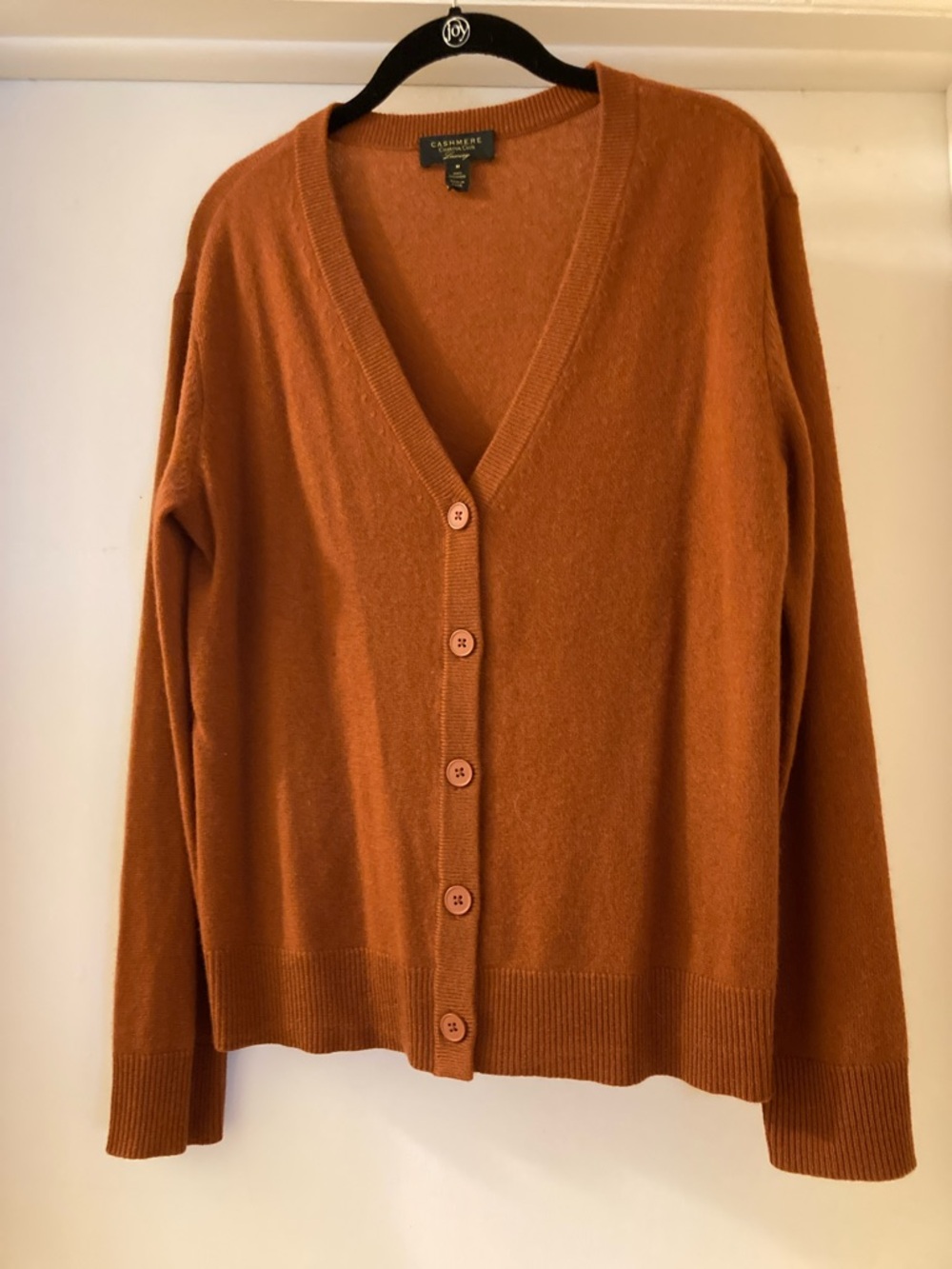 Charter Club Rust Orange V-Neck Button Cashmere Cardigan
